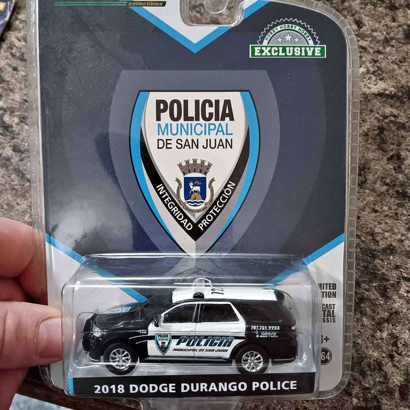 2018 Dodge Durango police municipal diecast model car, black with blue decals