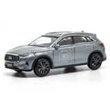 1/64 alloy diecast SUV model car, light gray, front three-quarter view with wheels
