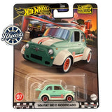 Diecast toy car, mint green and white '60s Fiat 500 D Modificado, 1:64