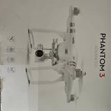 White quadcopter drone with front camera gimbal and side propellers