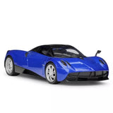 Blue diecast racing car model with front grille and headlights, 1:24 scale