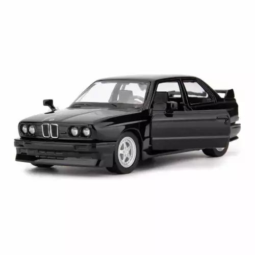 Black 1:36 BMW M3 1987 diecast model car with detailed front grille and wheels