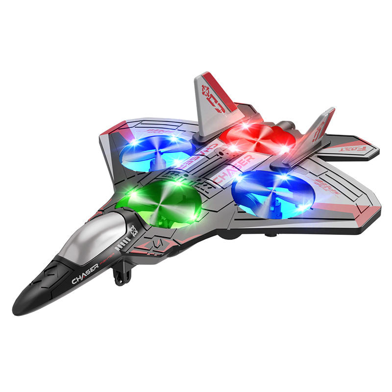 RC electric foam airplane toy with LED lights, red and gray fuselage