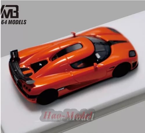 Orange resin diecast model car with black racing stripe and wheels