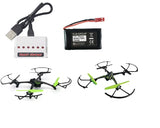 Drone battery and USB charger kit with cable and labeled LiPo battery pack