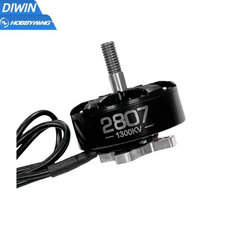 2807 brushless FPV drone motor with 1300KV marking and black cable leads