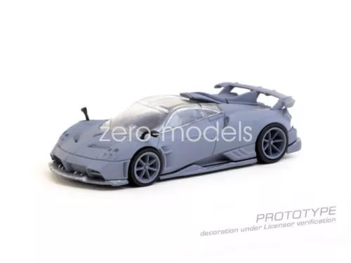 1:64 diecast model sports car, dark gray with rear wing and open cockpit