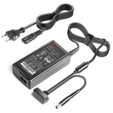 Drone AC adapter charger with power cord and DC connector leads, black and gray