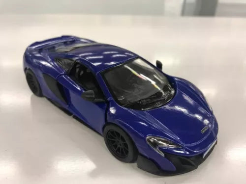 Blue diecast toy car model with detailed front and black wheels