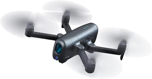 Foldable 4K GPS drone with camera, dark gray body and four propellers