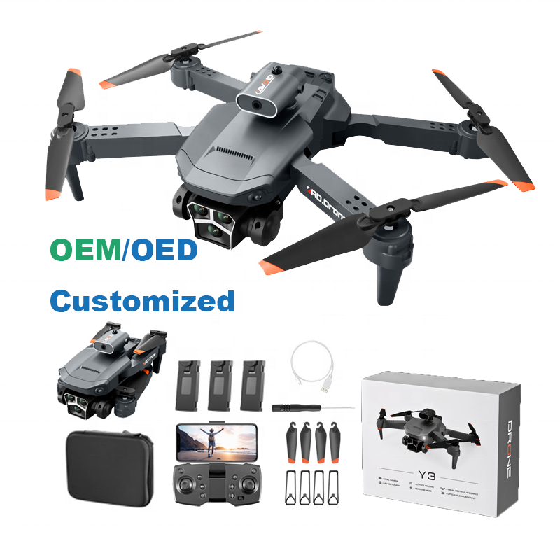 Quadcopter drone kit with gray body, four propellers, and remote controller