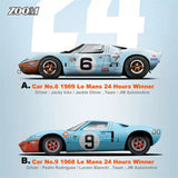 ZOOM 1:64 Ford GT40 Mk1 (P/1075) Le Mans 24Hours Winner  Diecast Model Car Toy