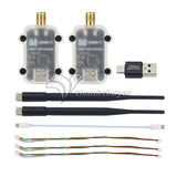 Long-range data transceiver kit with two RF modules, USB dongle, antennas, wiring