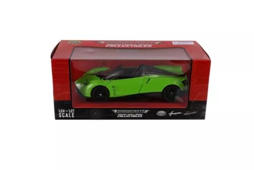 1:24 diecast roadster model car, bright green, in red display box