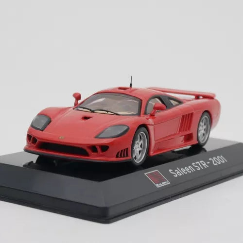 ixo 1:43 diecast model car in red, front 3/4 view with black hood accents