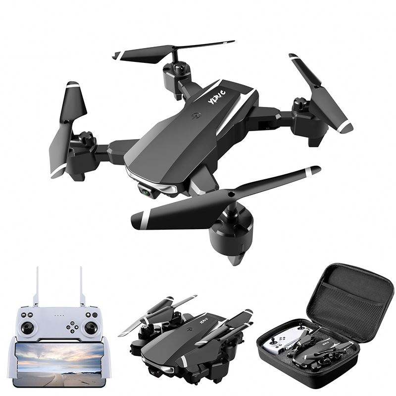 Mini RC quadcopter drone with controller and carrying case, dark gray