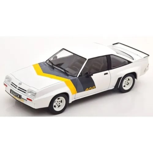 Whitebox 1:24 scale diecast model car, white coupe with yellow racing stripe