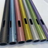 Colorful carbon fiber round tubes with drilling holes, black, blue, red, yellow, green, purple