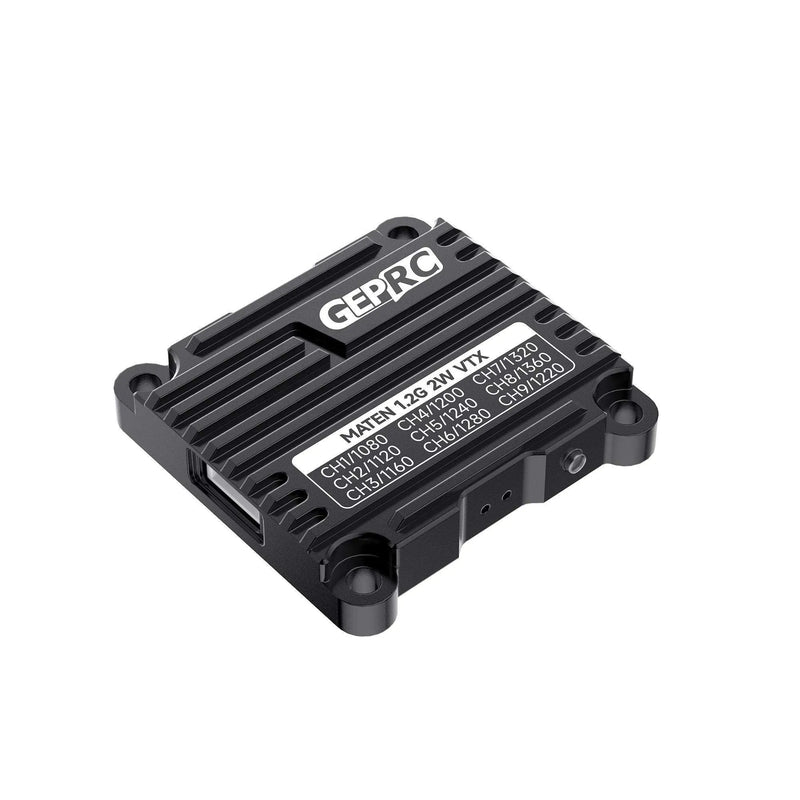 GEPRC MATEN 1.2G VTX video transmitter module with black heatsink housing
