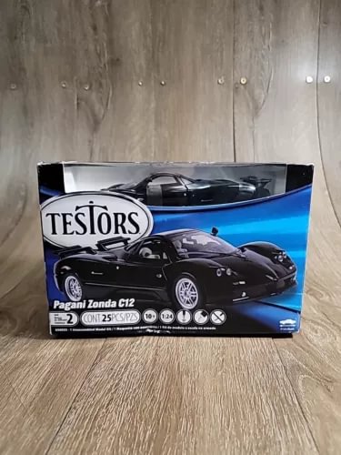 Testors black Pagani Zonda C12 1/24 diecast metal kit in retail box