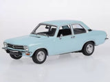 Blue Opel Ascona A 2-door diecast model car, front three-quarter view