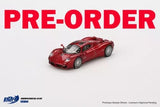 Red diecast model sports car, front three-quarter view