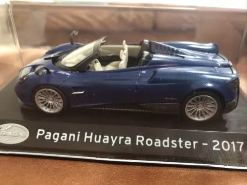 Pagani Huayra Roadster die-cast blue roadster in display box