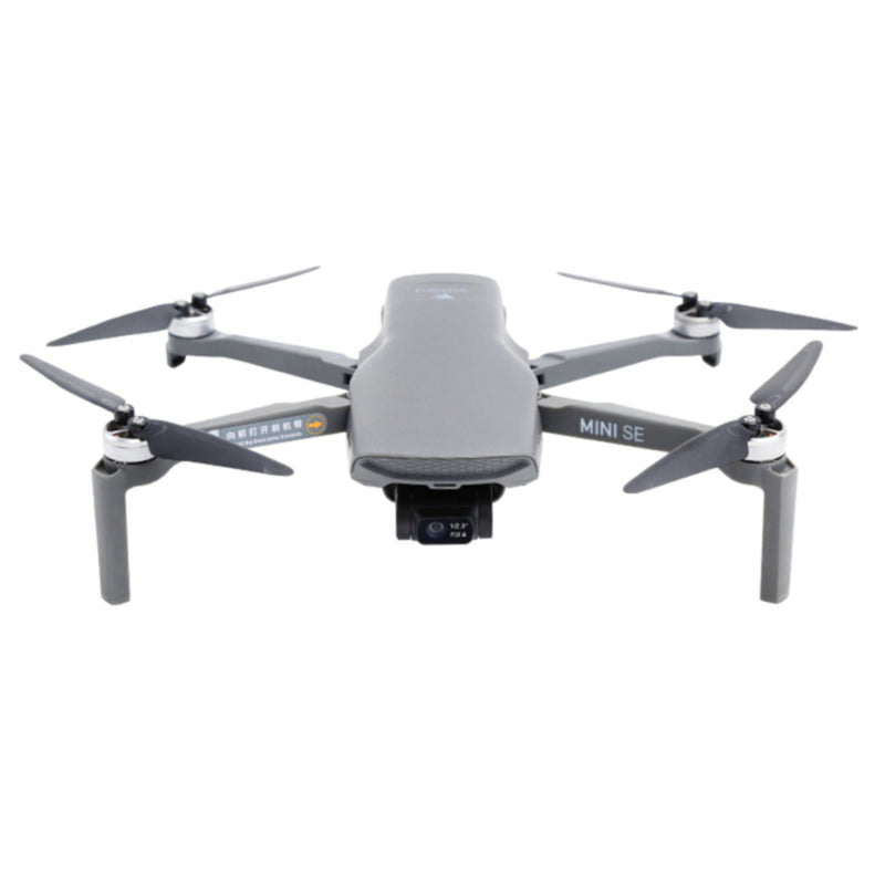 Foldable mini drone with 4K camera, gray body and four propellers