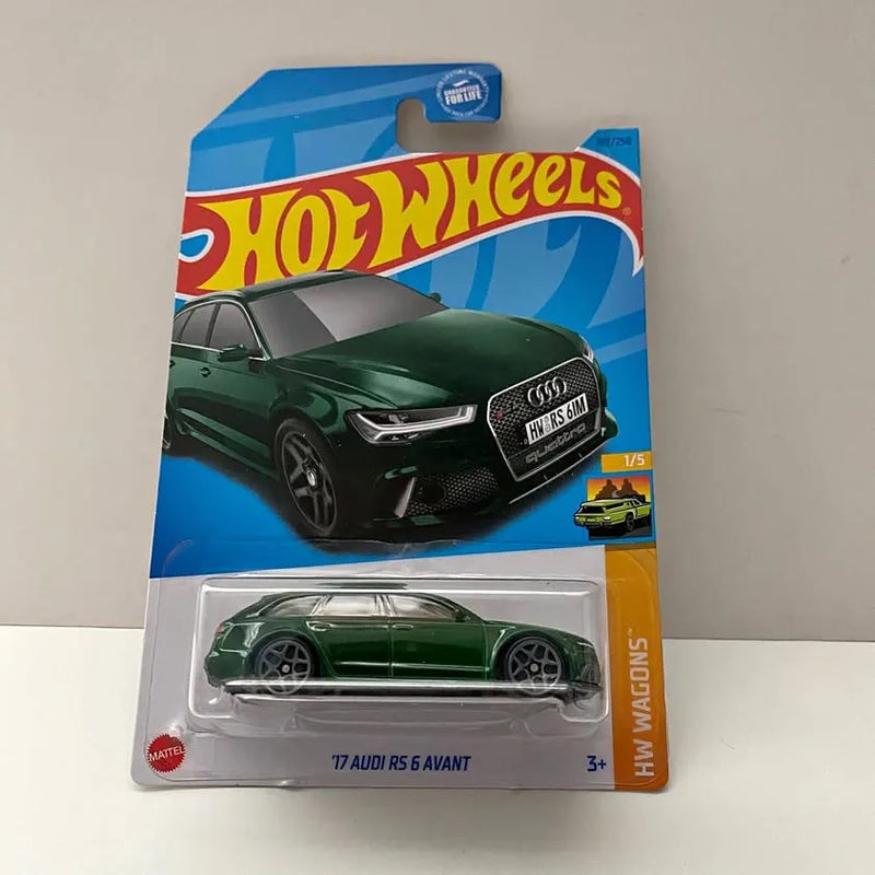 Green 2017 Audi RS 6 Avant wagon diecast car in Hot Wheels blister package