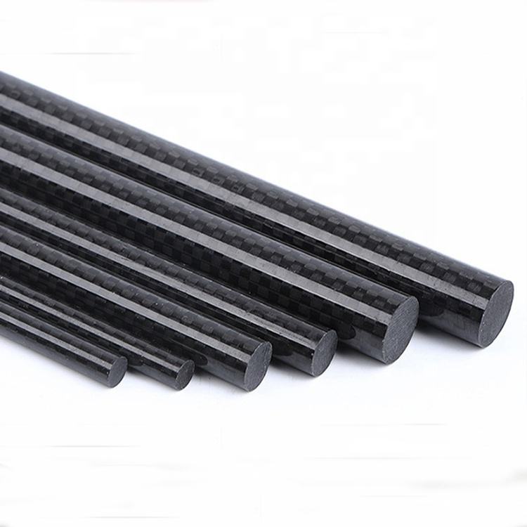 Carbon fiber composite rods with dark woven pattern and square ends