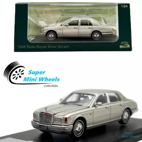 1:64 diecast 1998 Rolls-Royce Silver Seraph model car, silver gray, in box