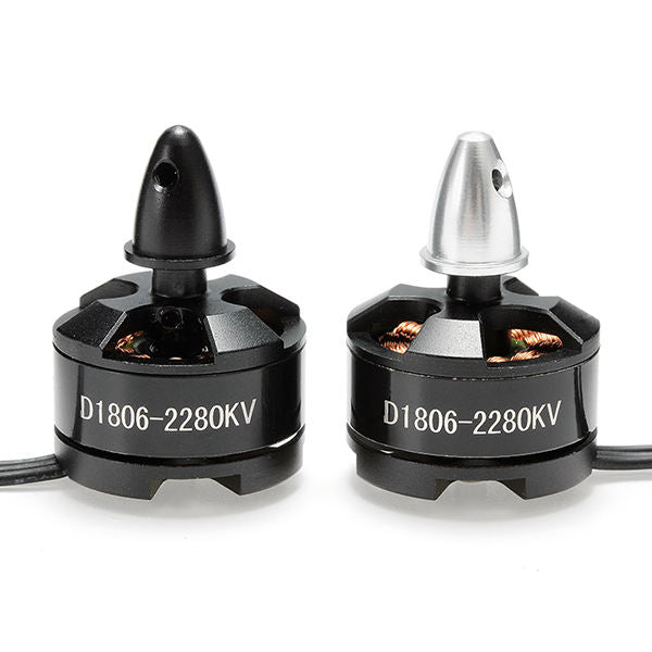Brushless RC multi-rotor motor pair with black housings, silver tips, and wires