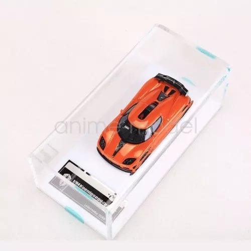 1:64 orange racing sports diecast resin car in clear display box