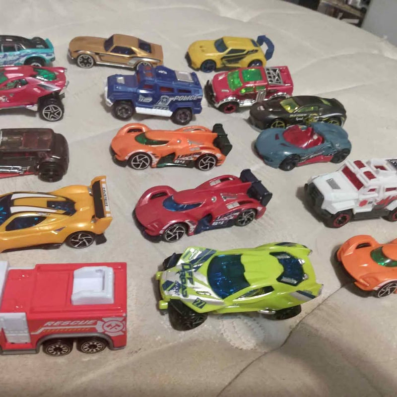 Lot of diecast metal toy cars, mixed colors, assorted 1/64 scale.