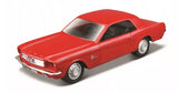 Red 1965 Ford Mustang diecast model car, 1:36 scale, 4.5 inch toy, front 3/4 view