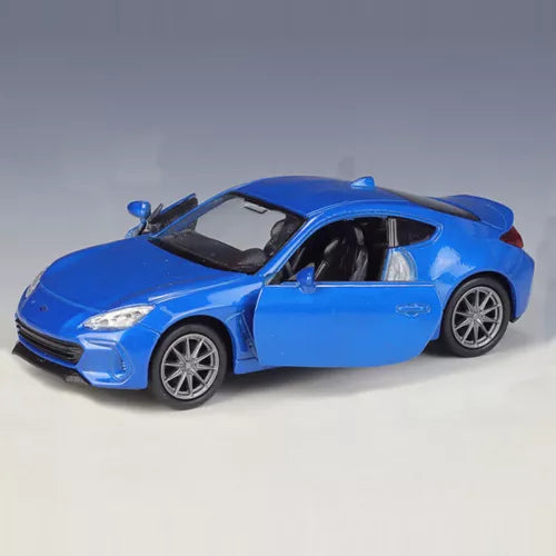 Blue 1:36 diecast sports model car with pull-back action, detailed alloy wheels