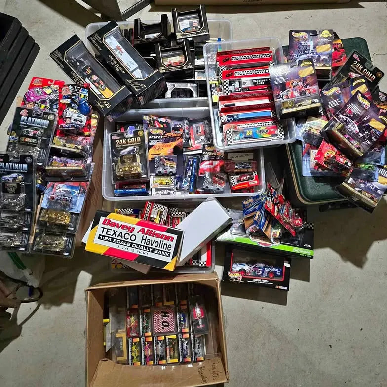 Nascar diecast collection: assorted boxed race cars in display trays