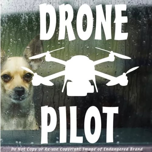 Drone pilot decal sticker with white “DRONE PILOT” text and a drone icon