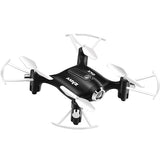 Mini RC quadcopter drone with black body and white propellers