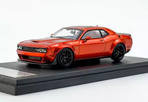 1:64 metal orange SRT Hellcat diecast sports car, front 3/4 view