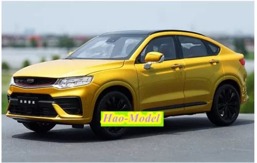 GEELY GL SUV yellow diecast metal car model, front 3/4 view, alloy wheels