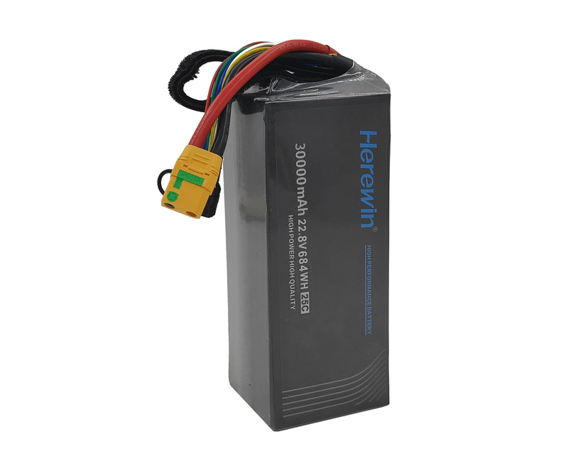 Large Capacity 6S 30000mAh 22.8V 25C LiPo Drone Battery for UAV FPV Industrial Applications Drone