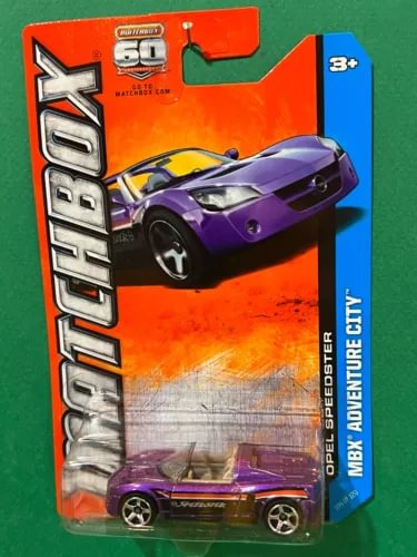 Purple diecast sports car on card, front view