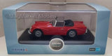 Red 1:43 diecast sports car model in clear display box