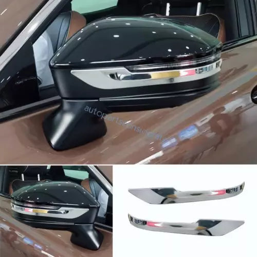 Diecast model car side mirror set with chrome housing and black base