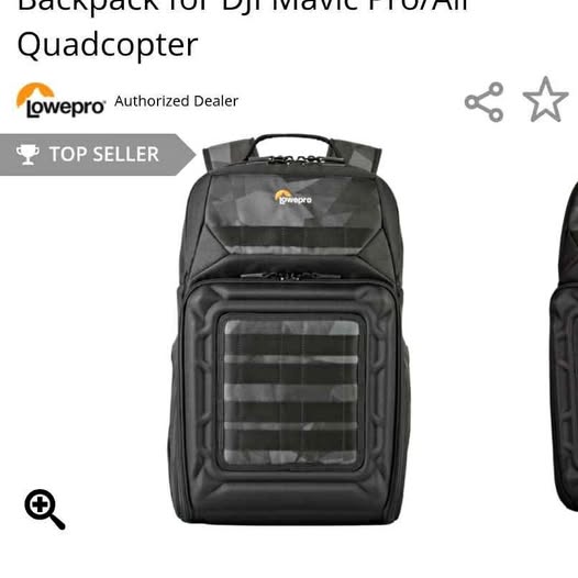 LowePro drone backpack with front pocket and clear window, black