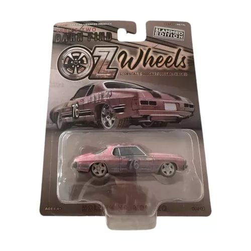 1:64 diecast coupe model in blister pack, pink-red, wheels and number 76