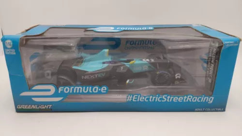 Formula E diecast race car model in retail box, Greenlight #ElectricStreetRacing