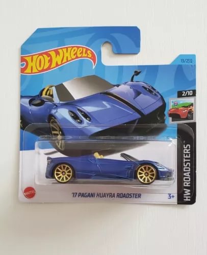 Hot Wheels 1:64 diecast toy car in box, purple Pagani Huayra Roadster