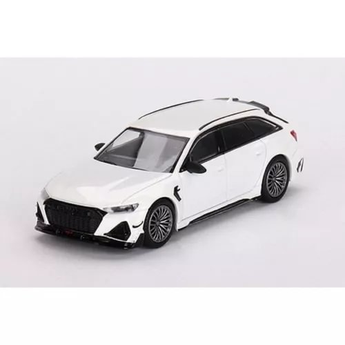 White diecast mini car with black grille and wheels, sleek sporty body.
